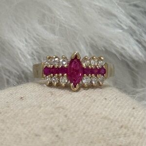 EFFY BH 14K Yellow Gold Ruby Diamond Ring Sz 7.75